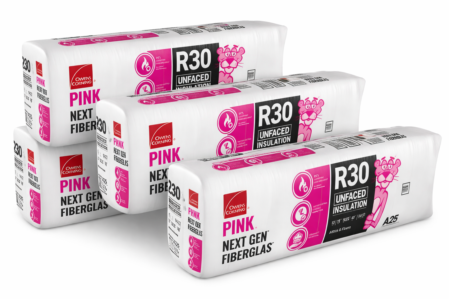 Owens Corning R-30 16" Unfaced Fiberglass Insulation Batts – Bundle of 4 Bags- Local Pick Up Morrow, GA