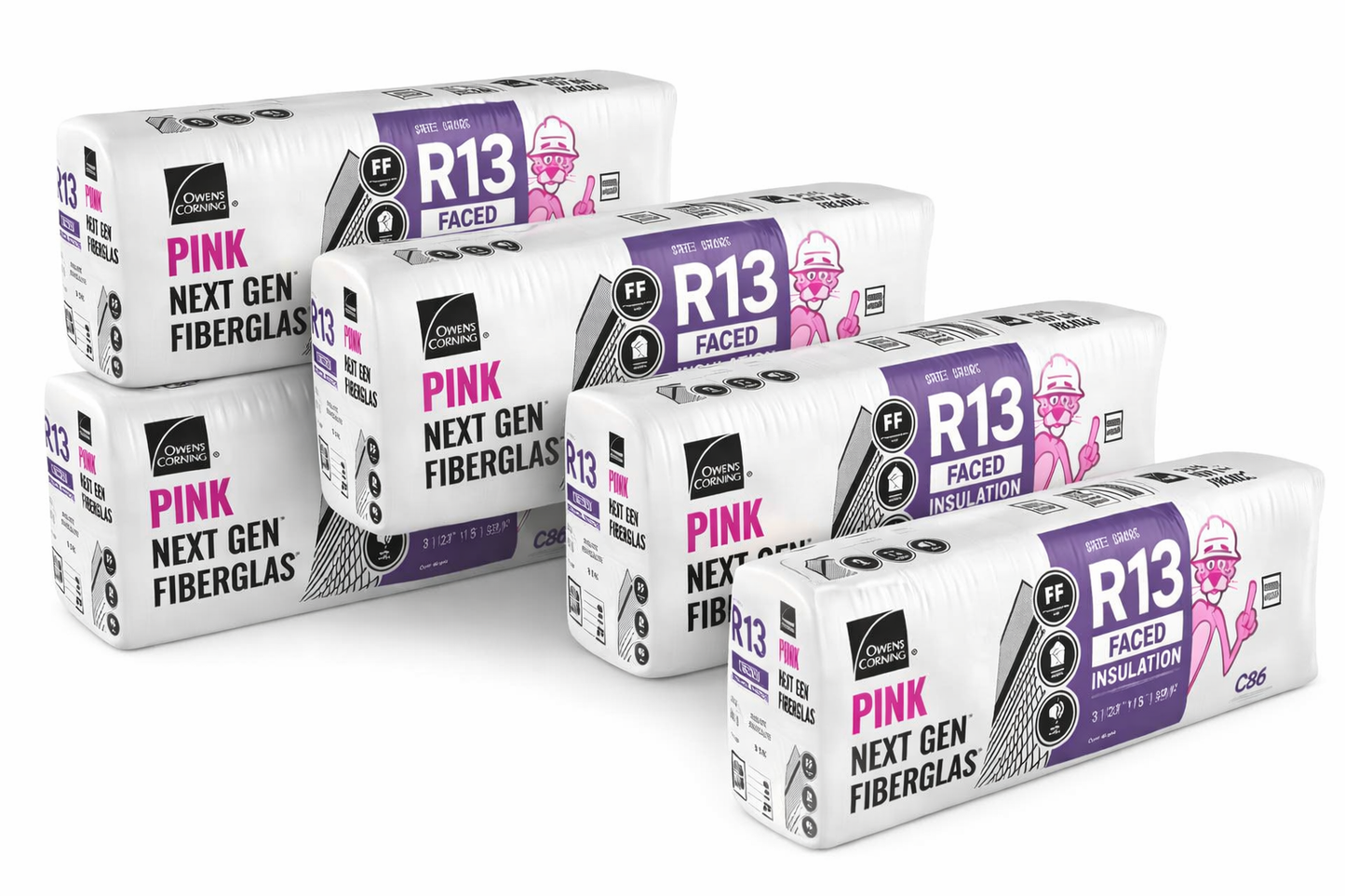 Owens Corning R-13 Kraft Faced 15" Fiberglass Batt Insulation – 5 Bag Bundle – 15 in x 93 in – Local Pickup Morrow GA