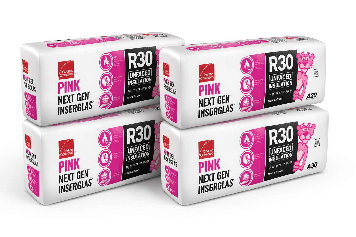 Owens Corning R-30 24”Unfaced Fiberglass Insulation Batts – Bundle of 4 Bags- Local Pick Up Morrow, GA